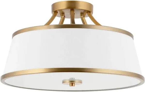 Kira Home Zoey 18" Modern 3-Light Semi-Flush Mount Ceiling Light Fixture + White Fabric Shade