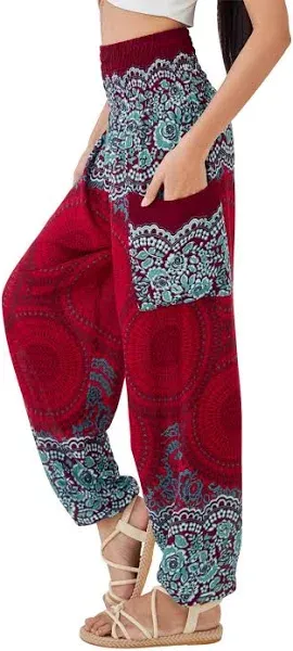 Joob Joob Boho Pants for Women - Hippie Harem Pants Women - Womens Yoga Pants – Comfy Bohemian Flowy Hippie Clothes