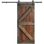 Coast Sequoia 36in x 84in K Series Multi-Color Pine Wood Sliding Barn Door with Hardware Kit - Dark Walnut/Aged Barrel