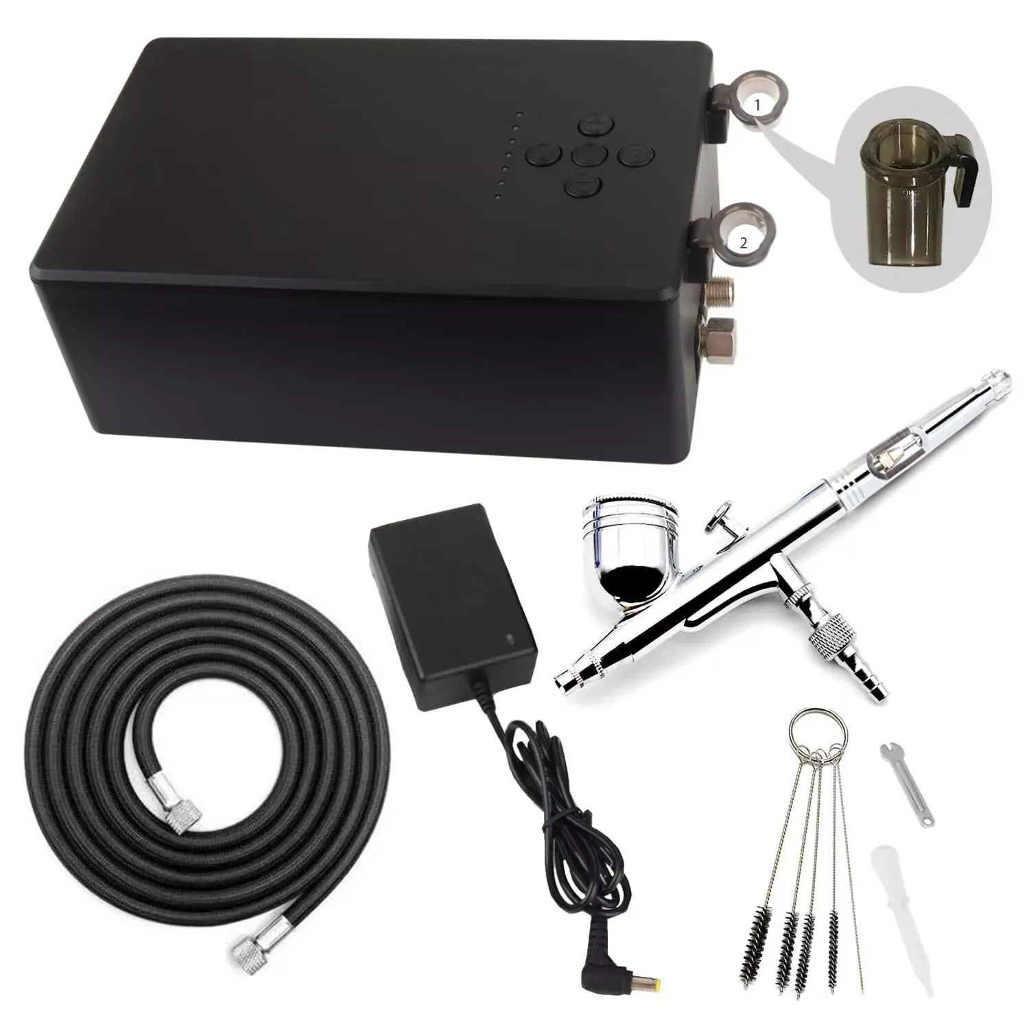 New upgraded 55PSI benchtop airbrush set, gravity fed multi-function airbrush...