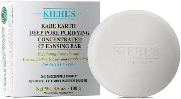 Kiehls Rare Earth Deep Pore Purifying Cleansing Bar Soap for Oily Skin 3.5 oz