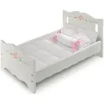 Badger Basket Toy Doll Bed with White Bedding and Personalizatio<wbr/>n Kit for 20 inc