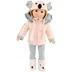 Emily Rose 18 inch Doll Clothes | 4-Piece 18" Doll Snow Coat Koala Outfit, Includes Adorable Koala Hat and Boots | Compatible