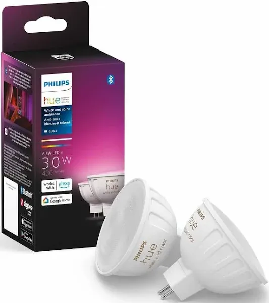 Philips Hue MR16 Smart LED Bulb White and Color Ambiance