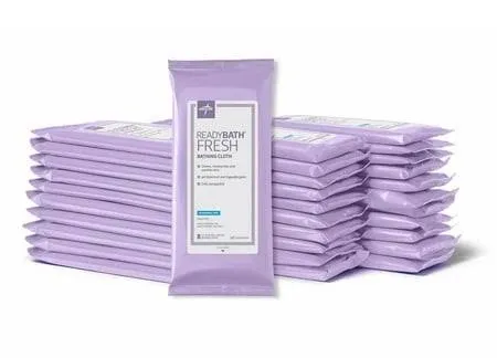 Medline ReadyBath Cleansing Cloth Wipes, Fragrance Free (8 Count\pk)| 10 packs