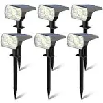 Kaxiida Solar Spot Lights Outdoor Waterproof, 3 Lighting Modes Solar Landscape Lights for Outside, 56LED Solar Powered Lights Dusk to Dawn Pack of 6