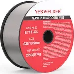 YESWELDER Gasless Flux Core MIG Wire, Mild Steel E71TGS .035-Diameter, 2-Pound Strong ABS Plastic Spool