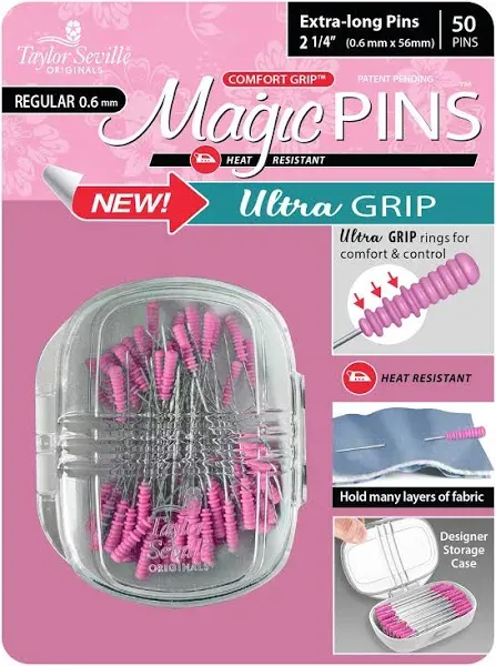 Taylor Seville Magic Pins - Ultra Grip Extra Long Regular-Pink 50/Pkg