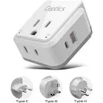 Ceptics Israel Jordan Power Plug Adapter Travel 20W PD QC Safe Dual USB Usbc 31A 2 USA Socket Use in Jerusalem Pale