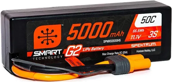 Spektrum RC 3S Smart G2 LiPo 50C Battery Pack w/IC3 11.1V/5000mAh SPMX53S50H3