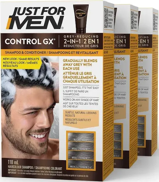 Just For Men Control GX Grey Reducing 4 Fl Oz (Pack of 3), 