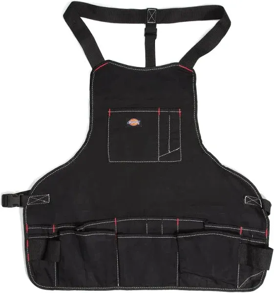 Dickies Black 16 Pocket Bib-Style Carpenter&#039;s Craftsmen&#039;s Apron Tool Belt 57081