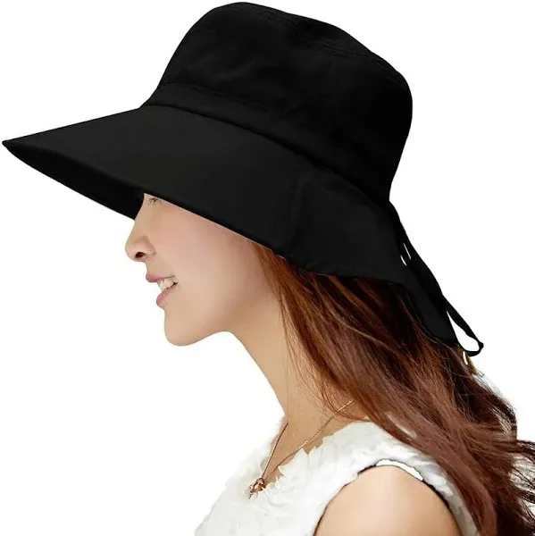 Comhats S/M/L/XL/XXL Womens Summer Flap Cover Cap Cotton UPF 50+ Sun Shade Hat with Neck Cord