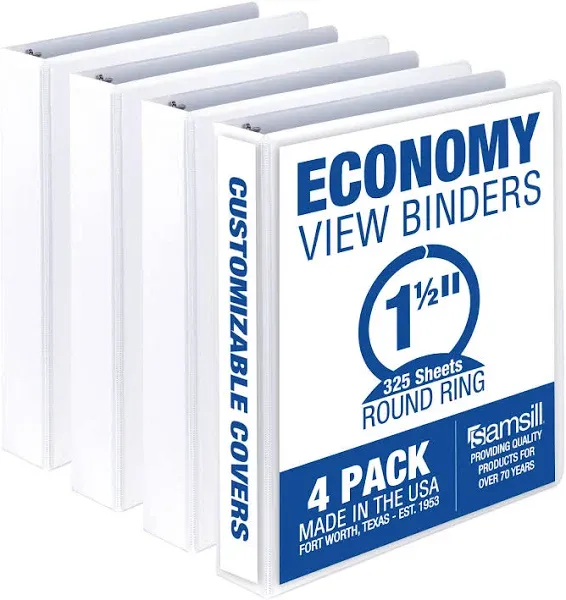 Economy 1.5 Inch 3 Ring Binder, Made in The USA, Round Ring Binder, Customiza...