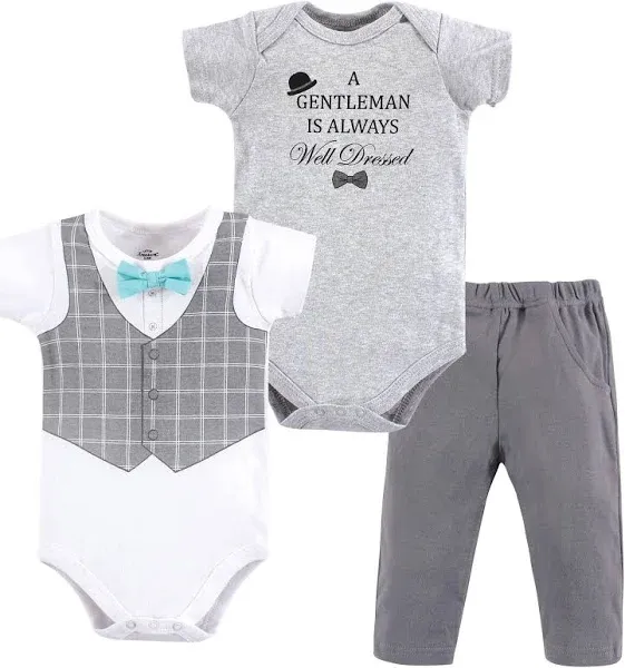 Little Treasure Baby Boys Cotton Bodysuit and Pant Set