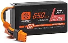 Spektrum SPMX652SH2 7.4V 650mAh 2S Smart G2 Hardcase 30C LiPo: IC2 HH