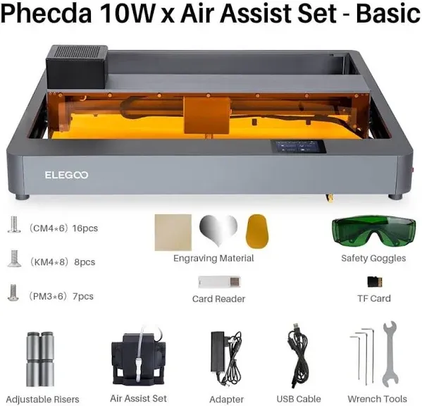 ELEGOO PHECDA 10W CNC Laser Engraver &amp; Cutter 400x400mm Engraving Space (Basic)