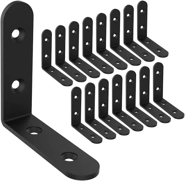 Shelf Brackets Corner Brace Black Steel L Brackets for Shelves Decorative Wall Mount Joint Angle Brackets for Shelf with Screws (3 x 3 Inch-16 Pack)