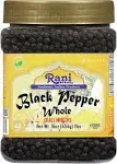 Rani Black Pepper Whole (Peppercorns), Premium Indian mg 1 Grade 16oz (1lb) 454g Bulk Pet Jar ~ All Natural | Gluten Fri