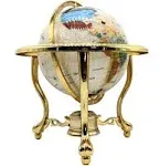 14" Mother of Pearl GEMSTONE GLOBE with GOLD Stand