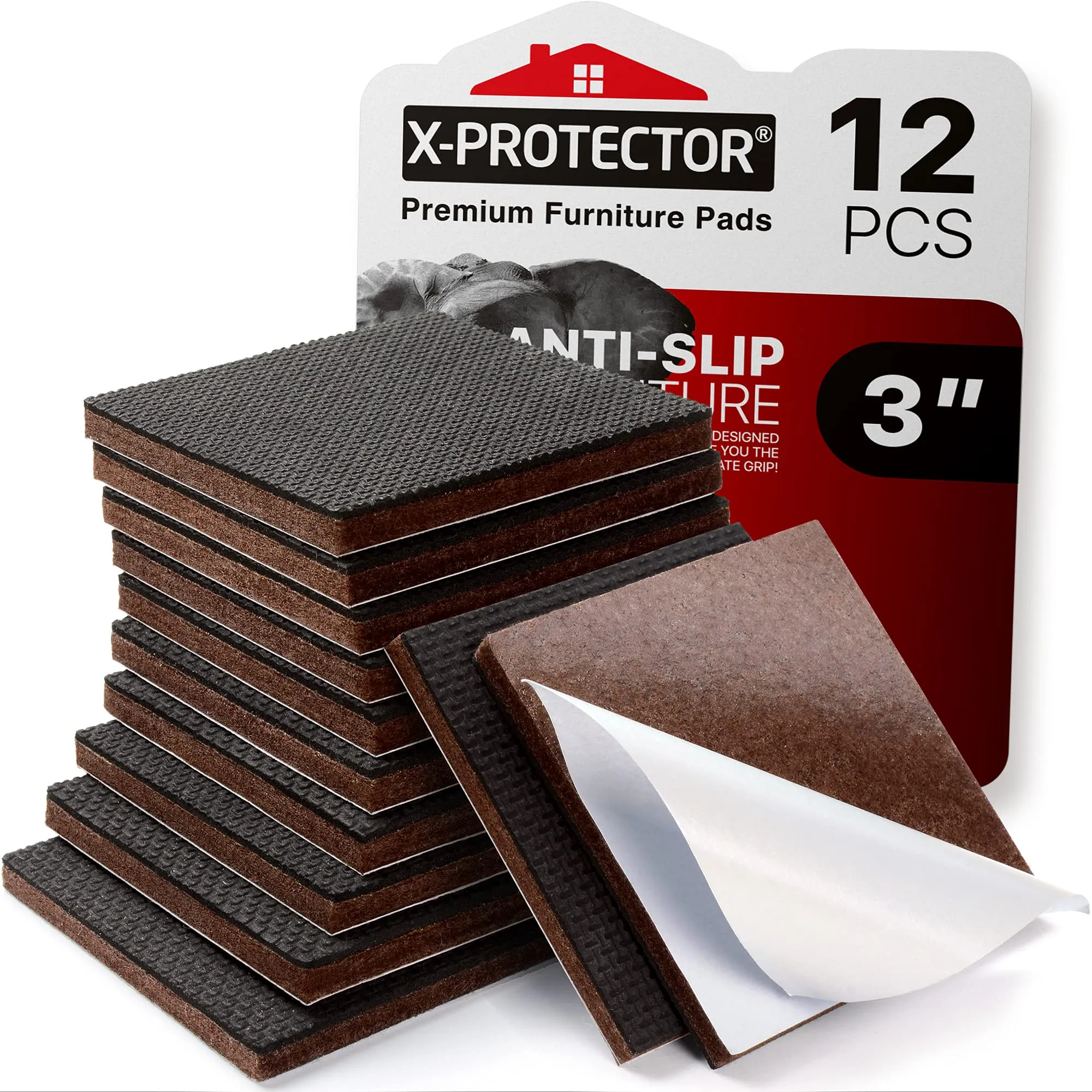 Non Slip Furniture Pads X-Protector Premium 12 Pcs 3"