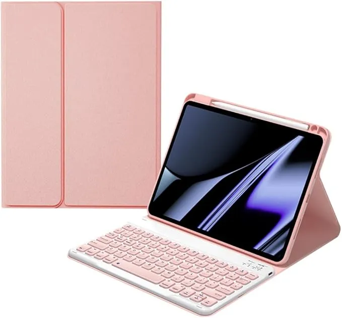 AnMengXinLing Keyboard Case for iPad Air 11-inch M2/ Air 5th/ 4th Generation with Pencil Holder, Magnetically Detachable Bluetooth Keyboard for iPad Air 11 2024/Air 5 2022/Air 4 2020, Pink