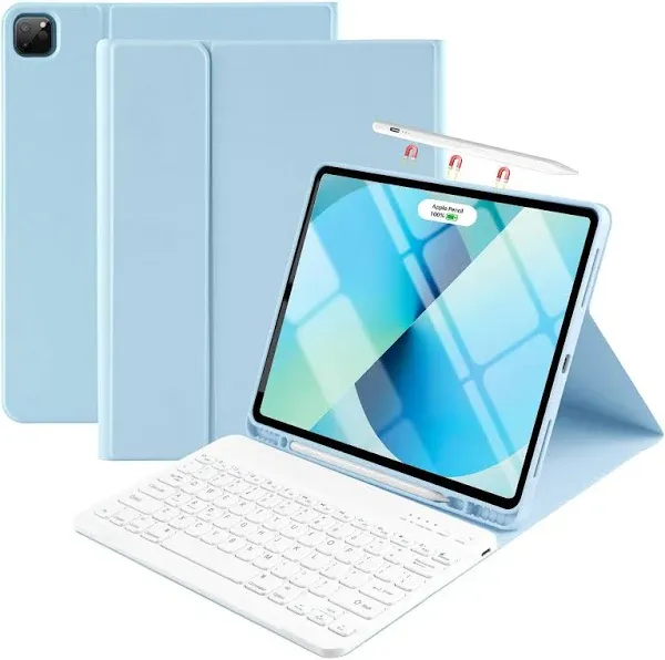 TaIYanG for iPad Air 13-inch M2 2024 Case with Keyboard, Keyboard Case for iPad Pro 6th Generation 2022, Detachable Wireless Keyboard for iPad 12.9 Pro 5th 2021 Case with Auto Sleep/Wake