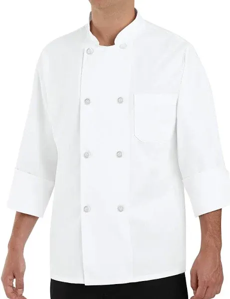 C108WH Pinnacle White Chef Coat, 8 Pearl Buttons