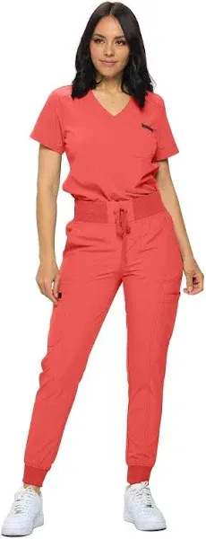 MONARCH UNIFORMS Stretchy Scrubs Women's Jogger Scrub Set In Regular and Petite Jogger Scrubs with Tuck-In Top for Women