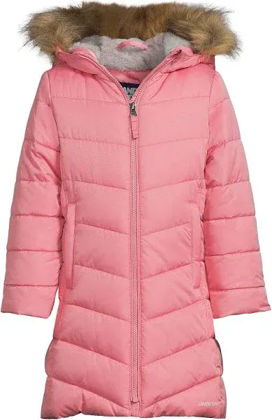 Lands' End Girls' Fleece-Lined Down Alternative ThermoPlume Coat