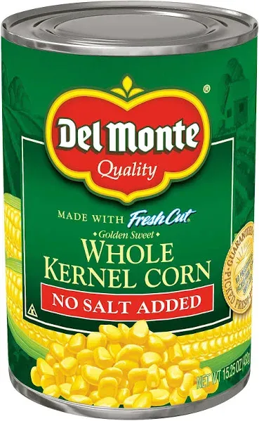 Del Monte Fresh Cut No Salt Added Golden Sweet Whole Kernel Corn 15.25 oz. Pull-Top Can