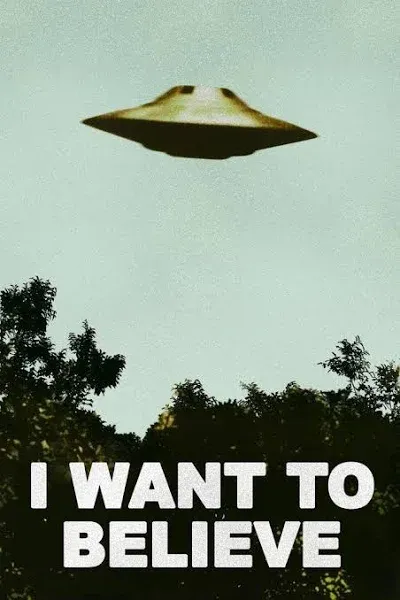 Poster Foundry I Want To Believe Poster UFO Artwork Alien TV Retro 90s Poster Wall Decor Movie Poster The Truth is Out There I Believe Poster All Seas