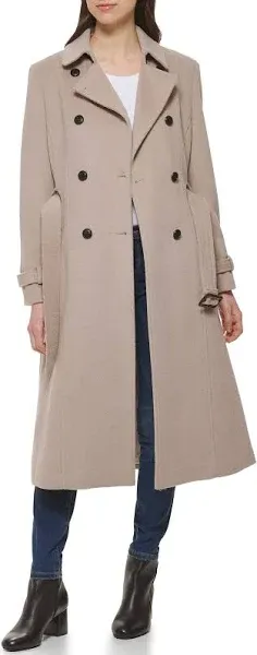 Cole Haan Women's Flared Trench Slick Wool Coat