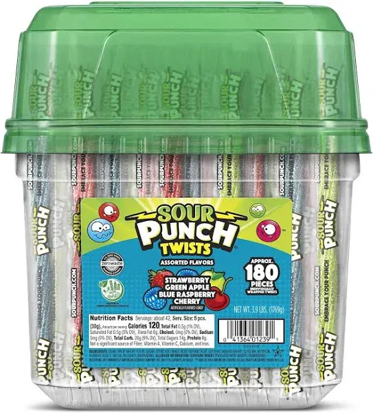 Sour Punch&#174; Twists, Variety, 2.59 lb Tub, Approx. 210 Pieces ; Ships in 1-3 business days