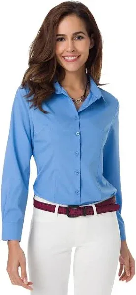 Atnlewhi Womens Long Sleeve Button Down Shirts Classic Work Blouse Stretch Formal Casual Dress Shirt