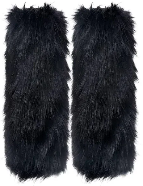 Zecmos Leg Warmers Women Faux Fur Fuzzy Long Boots Shoes Cuff Cover Warm Furry Costume