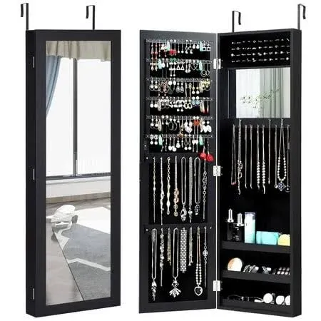 Goplus Costway Black Wall-mount Jewelry Armoire