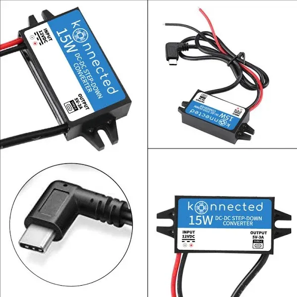 12V to 5V DC USB Type-C Right Angle Step-Down Power Converter, Buck Converter...