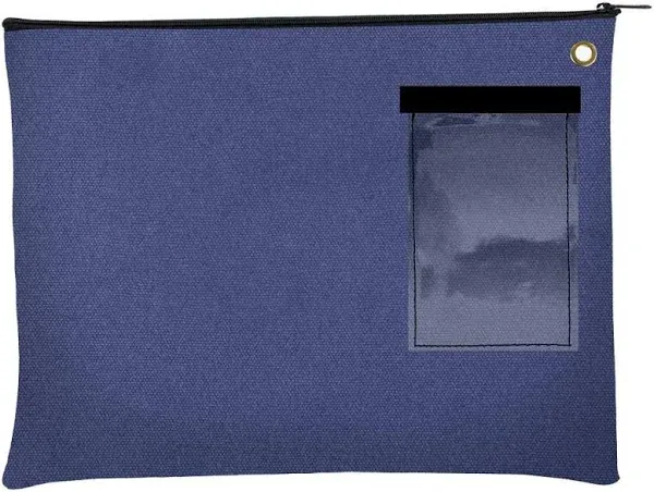 BankSupplies Canvas Interoffice Mailer, 14 oz. - 14W x 11H - Royal Blue - Transit Bag - Large Zipper Bag with Grommet - Use with Padlock or Zip Tie for Security - Interoffice Mail Bag