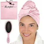 The Perfect Haircare Smooth Microfiber Hair Towel with Wet / Dry Hair Brush - Pink, Size: Small