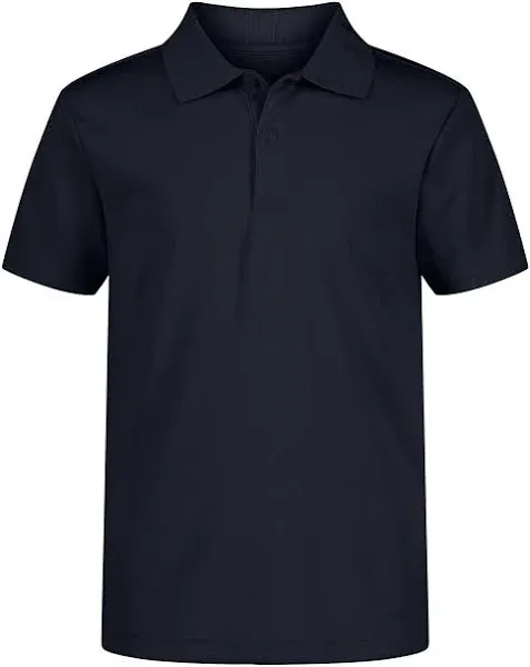 Nautica Boys' School Uniform Short Sleeve Polo Shirt, Button Closure, Moisture Wicking Performance Material