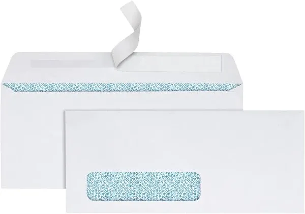 Office Depot Clean Seal(TM) Security Window Envelopes, #10 (4 1/8in. x 9 1/2in.), White, Pack Of 250, 77292