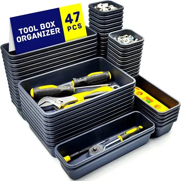 Tool Box Organizer, Tool Drawer Organizer Tray Divider, Toolbox Blue (47PCS)