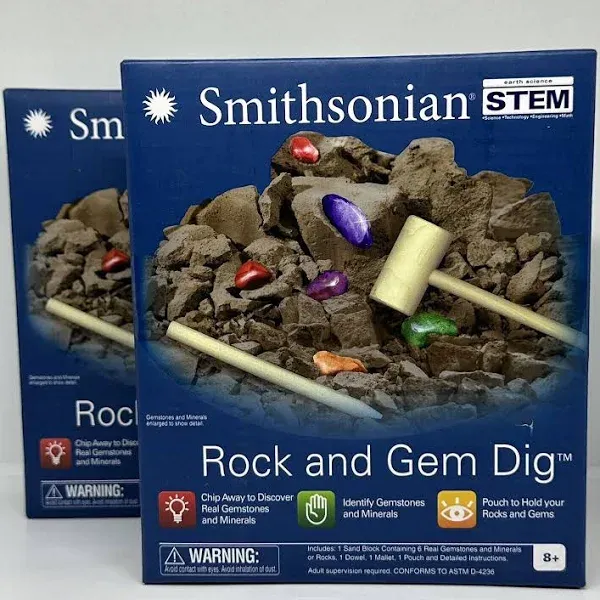 Smithsonian Rock &amp; Gem Dig  Sand Block Earth Science Excavation partial kit 