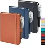 NIRMIRO 3 Pack A6 Pocket Notebook Notepad, Mini Small Leather Journal Notebook Pocket Size for Women & Men, Hardback A6 Small Note Pad Book with Pen