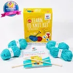 CraftLab Knitting Kit for Beginners, Kids and Adults Includes All Knitting Supplies: Wool Yarn, Knitting Needles, Yarn Needle and Instructions –