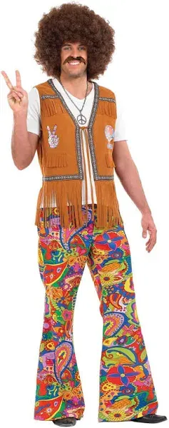 fun shack Flared Trousers Hippie Costume Men 60s Fancy Dress for Men