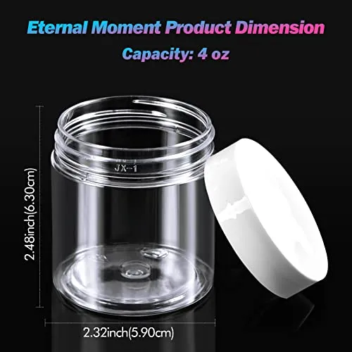 Eternal Moment 36 Pack 3 OZ Plastic Jars Round Clear Cosmetic Container Jars with Lids