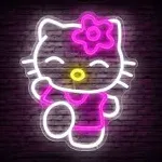 Cheunyar Hello Kit Neon Sign Dimmable Kitty Neon Sign Kawaii Cat Anime Neon Sign Kitty Room Decor Lights for Girl's Room Child Bedroom