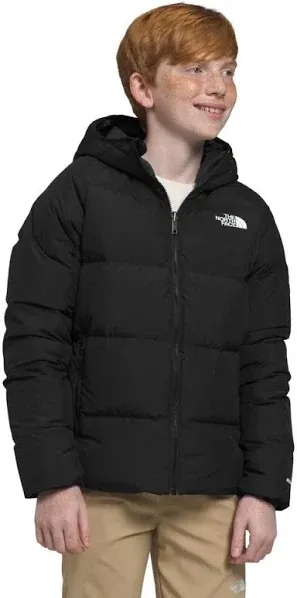 The North Face Reversible Down Hooded Jacket Black Boys Small Insulated Warm NEW